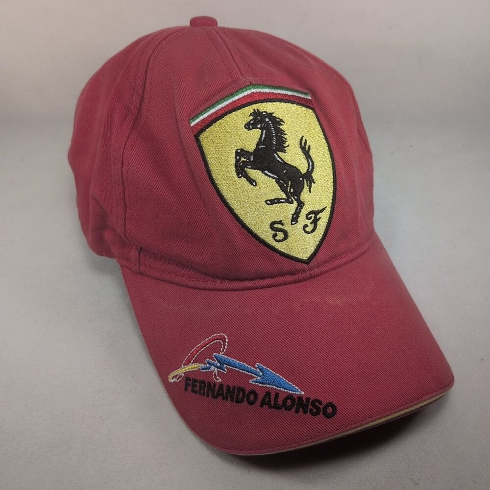 Vintage Red Fernando Alonso Ferrari F1  Formula 1 Hat Cap 2x World Driver Champ